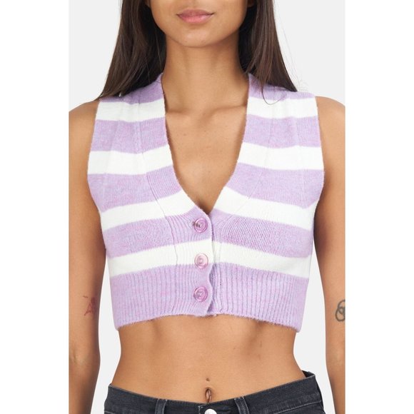 For Love And Lemons Tops - For Love and Lemons Maud Cropped Sweater Vest in Purple NWT size Medium